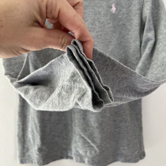 Polo Ralph Lauren Girls Long Sleeve T -shirt Grey Pink Pony Size 6 - Picture 4 of 7